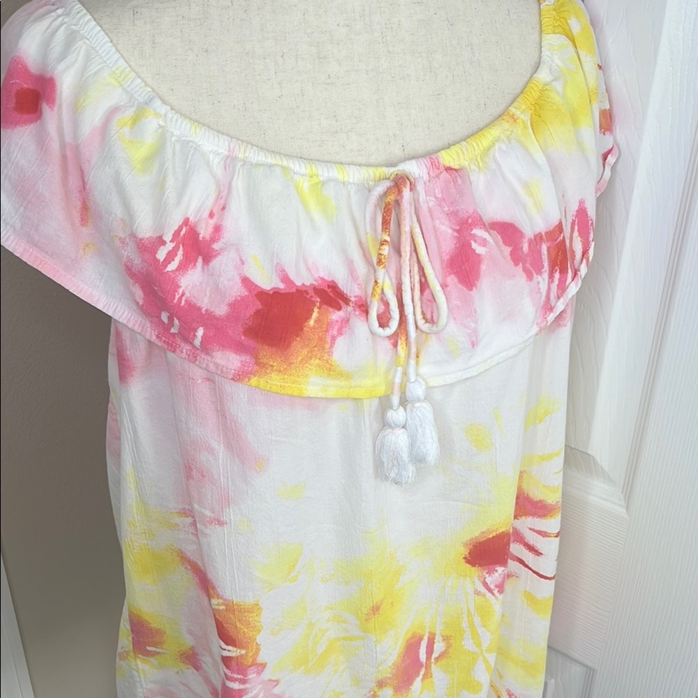 Tie-Dye Off-Shoulder Top - Pink and Yellow - Picture 5 of 8